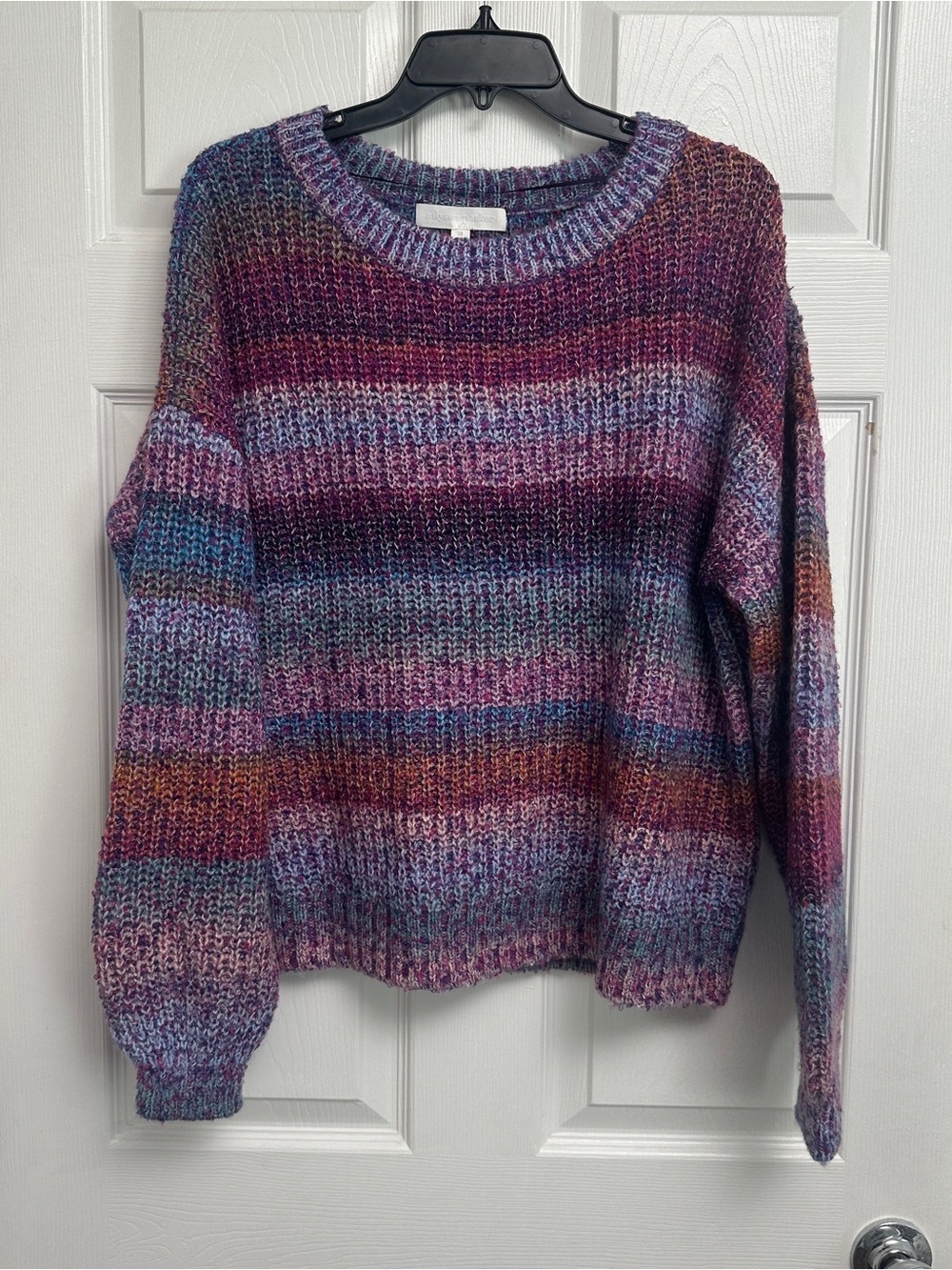 Adyson Parker Multicolor Striped Crewneck Sweater - Purple, Pink, Blue